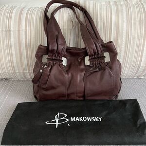 B Makowsky Brown Leather Handbag-EUC